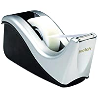Scotch C60- Dispensador de cinta adhesiva- incluye 1 rollo de cinta Scotch Magic- 19 mm x 33 m- plateado-negro